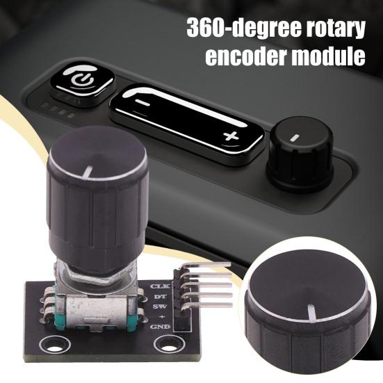 360 Degree Rotary Encoder Module KY-040 Brick Sensor Switch Module Development Board with Knob Cap Compatible for Arduino for Raspberry Pi