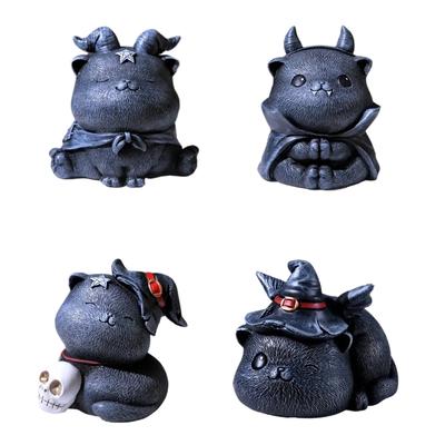 Harz Magische Katzen Figur Halloween Dekoration für Regal Schreibtisch Gruselige Wohnaccessoires