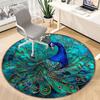 1pc Peacock Feather Office Round Area Rug, Under Office Chairs Bedroom Living Room Home Decor, Room Deco