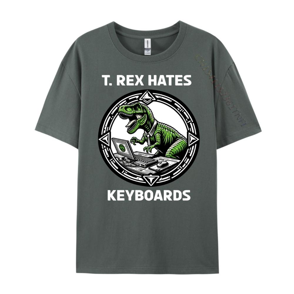 T Rex Hates Keyboards Computers Laptops Mens Designer Clothes Comfortable Luxury Designer Tops Tees Gothic Style