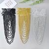 1Pcs Beaded Wedding Dress Shoulder Patches Vintage Heavy Embroidery Tassel Three-Dimensional Crystal Pendant