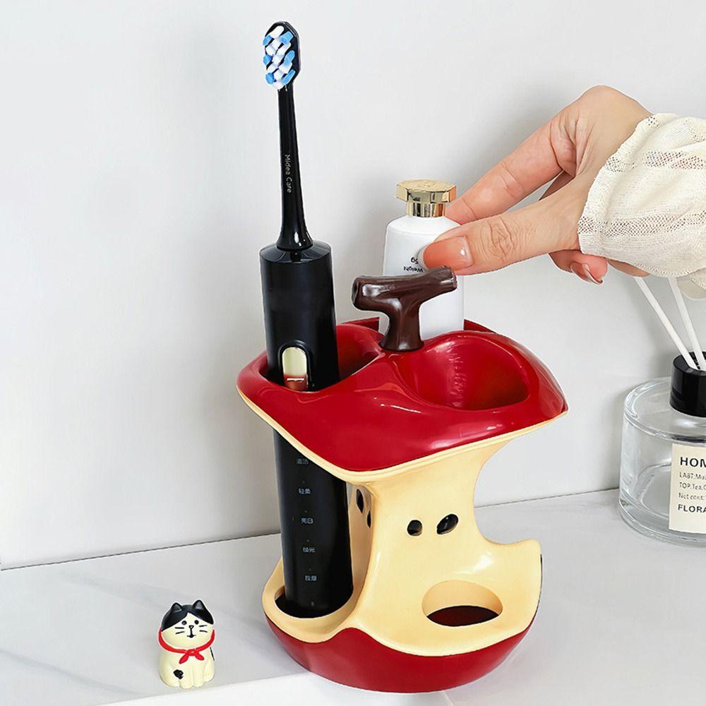 Plastic Electric Toothbrush Holder Apple Makeup Brush Storage Rack Bathroom Accessories