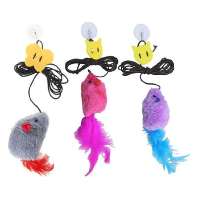 2Pcs Door Mounted Cats Play Toy Mouse Elastic Mouse Toy with Squeaker Door Hanging Plush Teaser Toy for Pet Entertainment