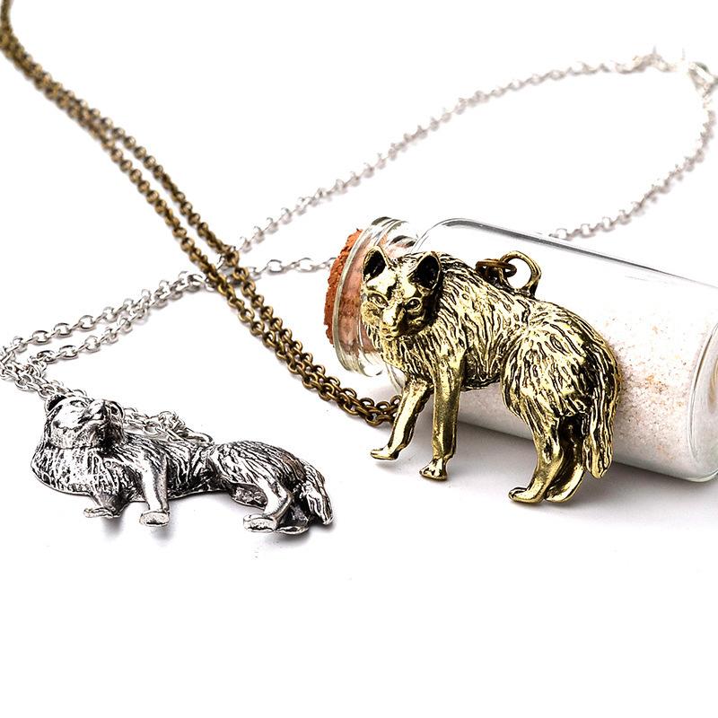 Fahion Vintage Charm The Ice Wolf Pendant Necklace Wolf Jewelry Gifts For Men Women