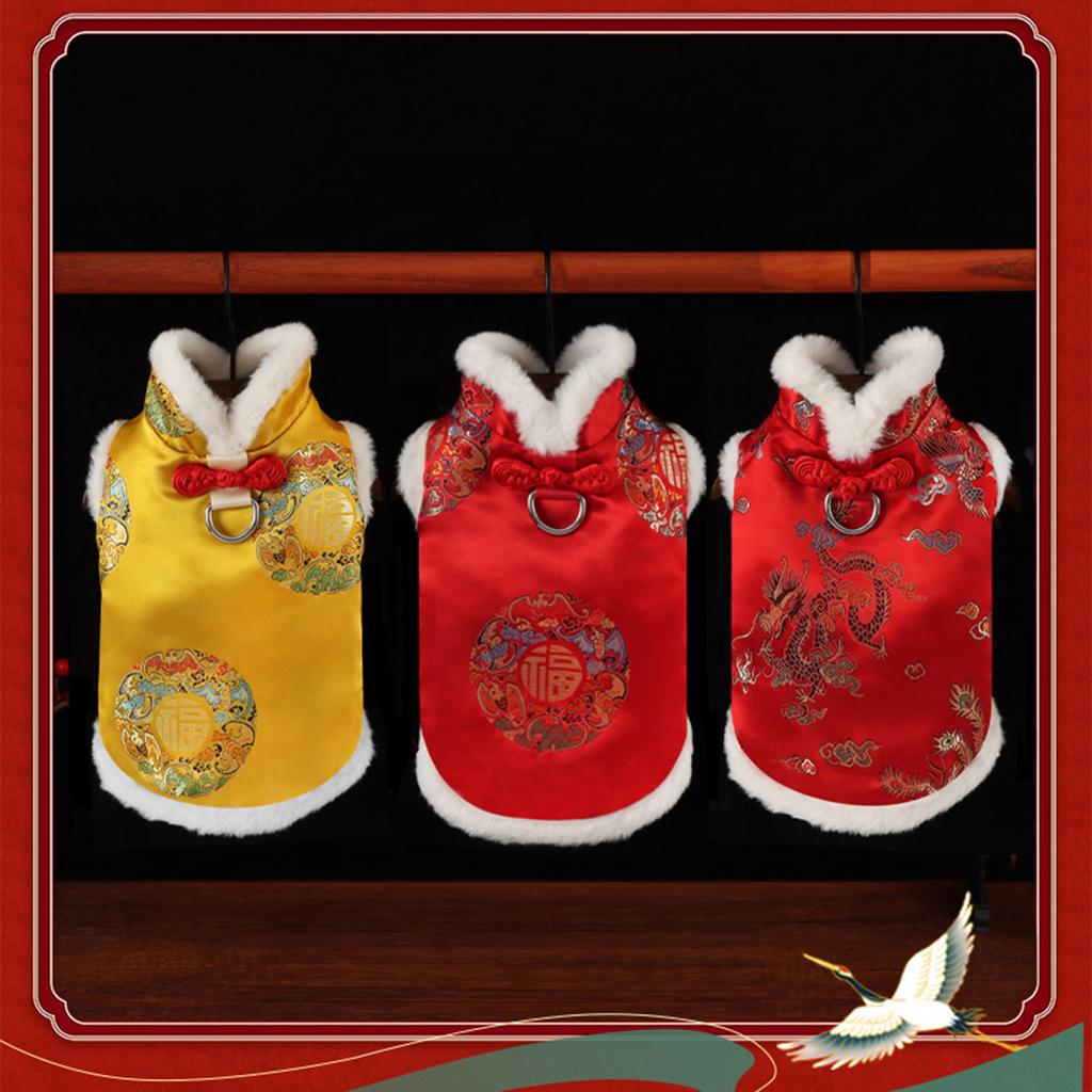 Soft Plush Dog Cloaks Chinese New Years Styles Dog Costume Outdoor Pet Jackets for Warmth and Comfort