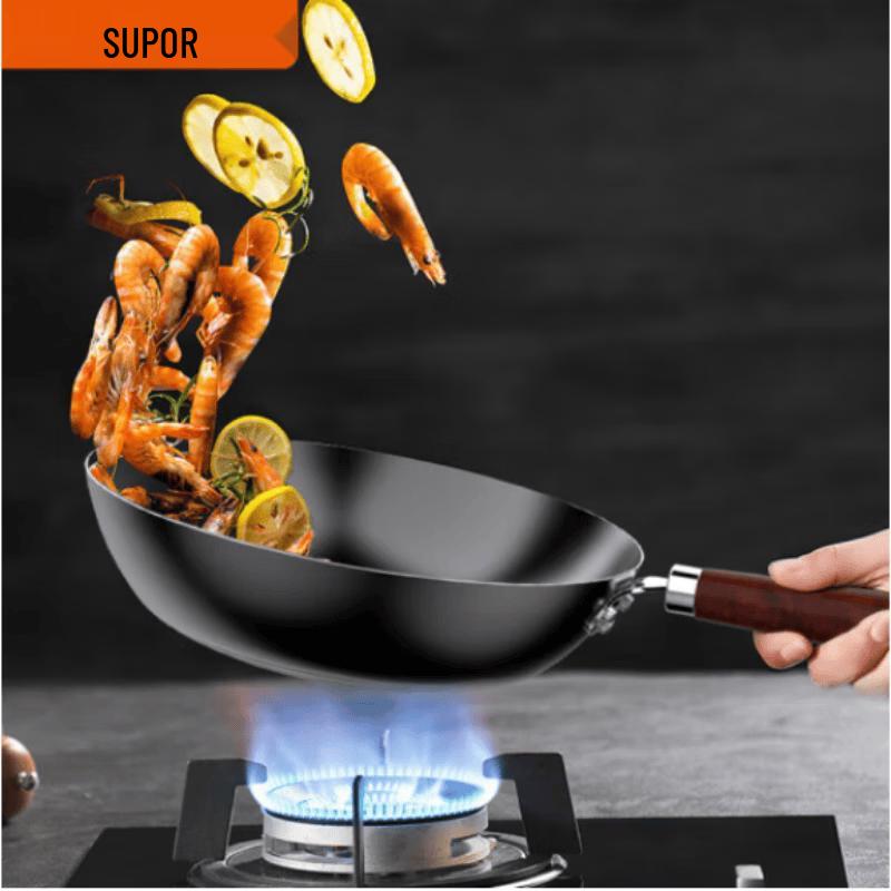 Supor 32cm Flat Bottom Stone-Coated Wok