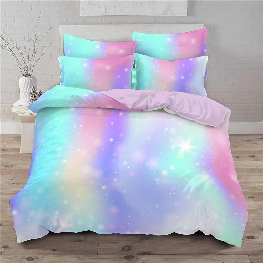 Comforter Rainbow Ombre Queen King Romantic Style Bedding Set For Girls Kids Teens 3 Piece Set With 2 S No Quilt