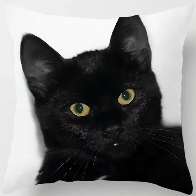 Cartoon Cat Printed Square Pillowcase Home Bedroom Car Sofa Cushion Cover
