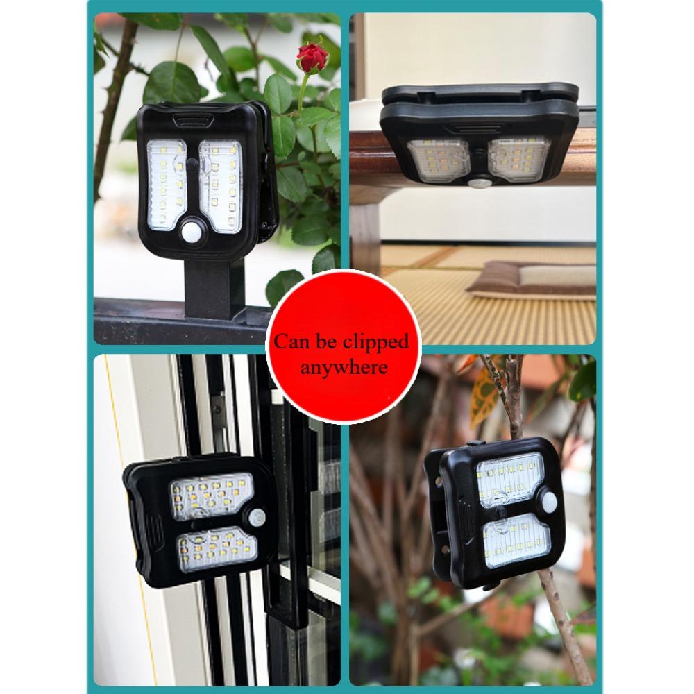 Mini LED Solar Garten Außenleuchten Klemmenleuchte Wasserdicht Bewegungssensor Campinglampe Wiederaufladbar für Landschaft Wanddekoration