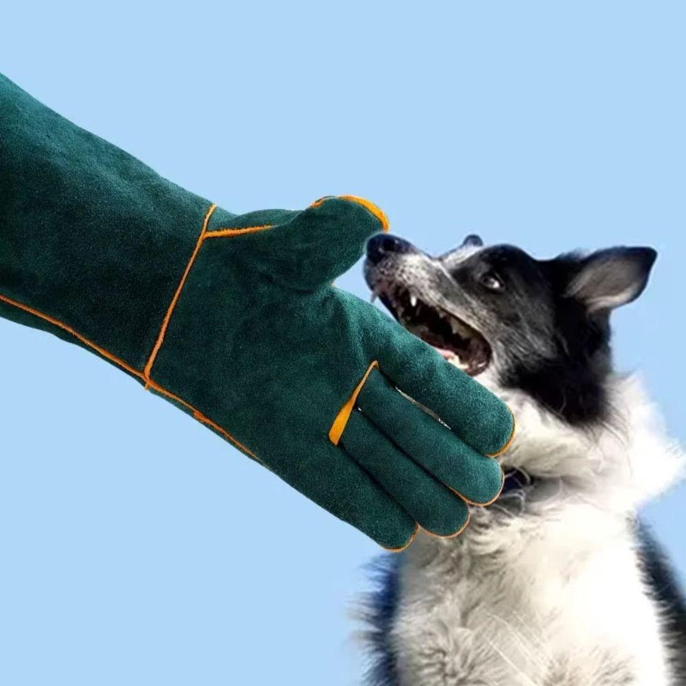 Ultra Long Pet Anti-Bite Safety Gloves Anti Scratch Protective Beekeeping Gloves Thick Leather Pet Gloves Bathing Training
