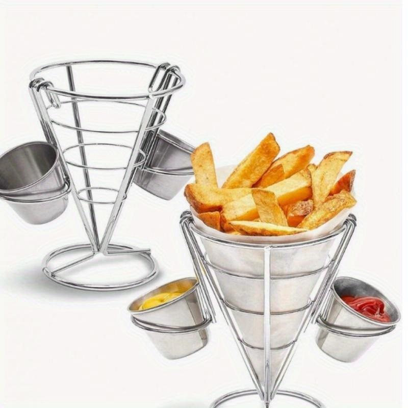 Metal French Fry Basket Mini Cone Shaped Restaurant Kitchen Food Basket with Anti-Scald Handle