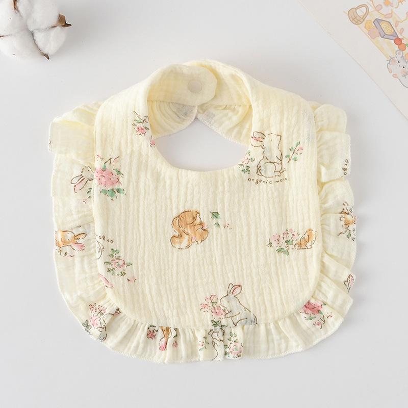 Ruffle Baby Drool Bibs: Pure Cotton Printed Lace Bibs