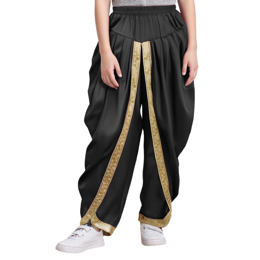 Kids Boys Halloween Dhoti Pants: Satin Indian Style Trousers with Elastic Waist, Draped Baggy Fit for Theme Party & Ball