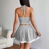 2026 Summer Women's Halter Strap Lace Mini Skirt Two-Piece Casual Sportswear Set