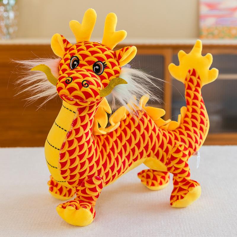 Neue Imitations-Drachenpuppe Tierkreis-Drache Plüschtier Dinosaurierpuppe Kreativer Drache Neujahrsgeschenk Ornament Stoffpuppe