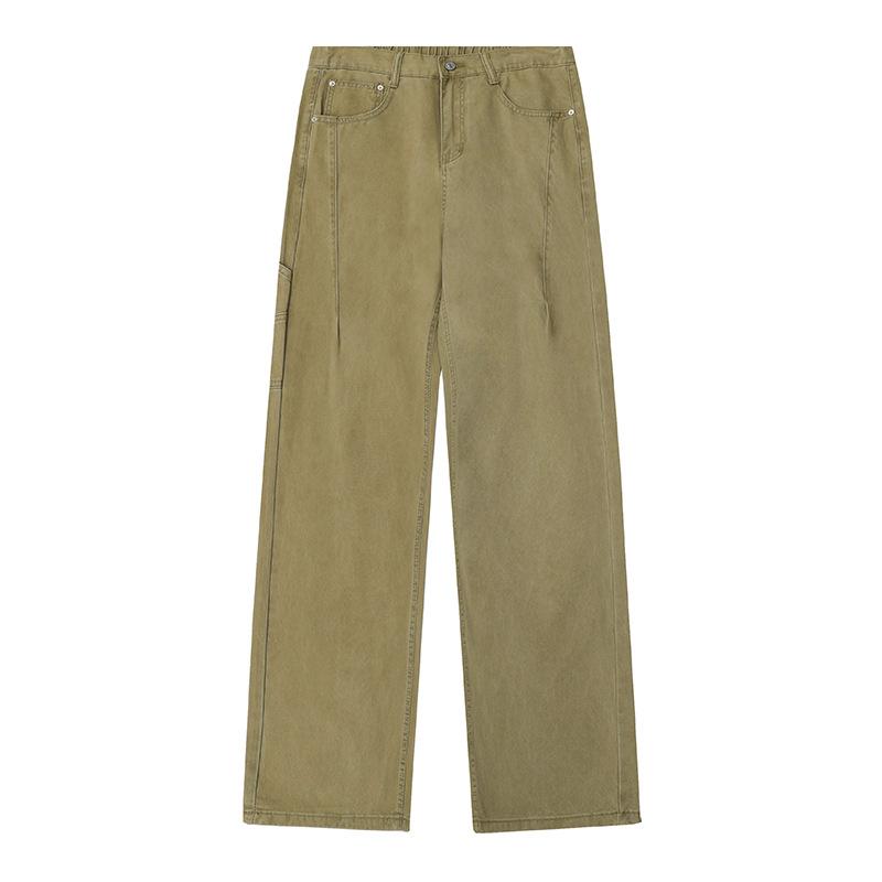 

American-style Faded Fabric Work Pants for Men s Casual Straight Loose Cotton Wide-leg Pants 2XL