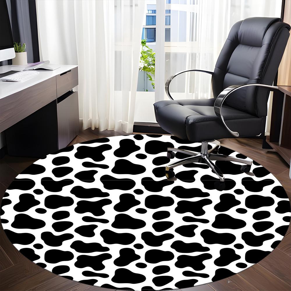 1pc Cowprint Chair Carpet for Office, Soft, Non Slip Polyester Mat, Office, Entryway, Living Room, Bedroom