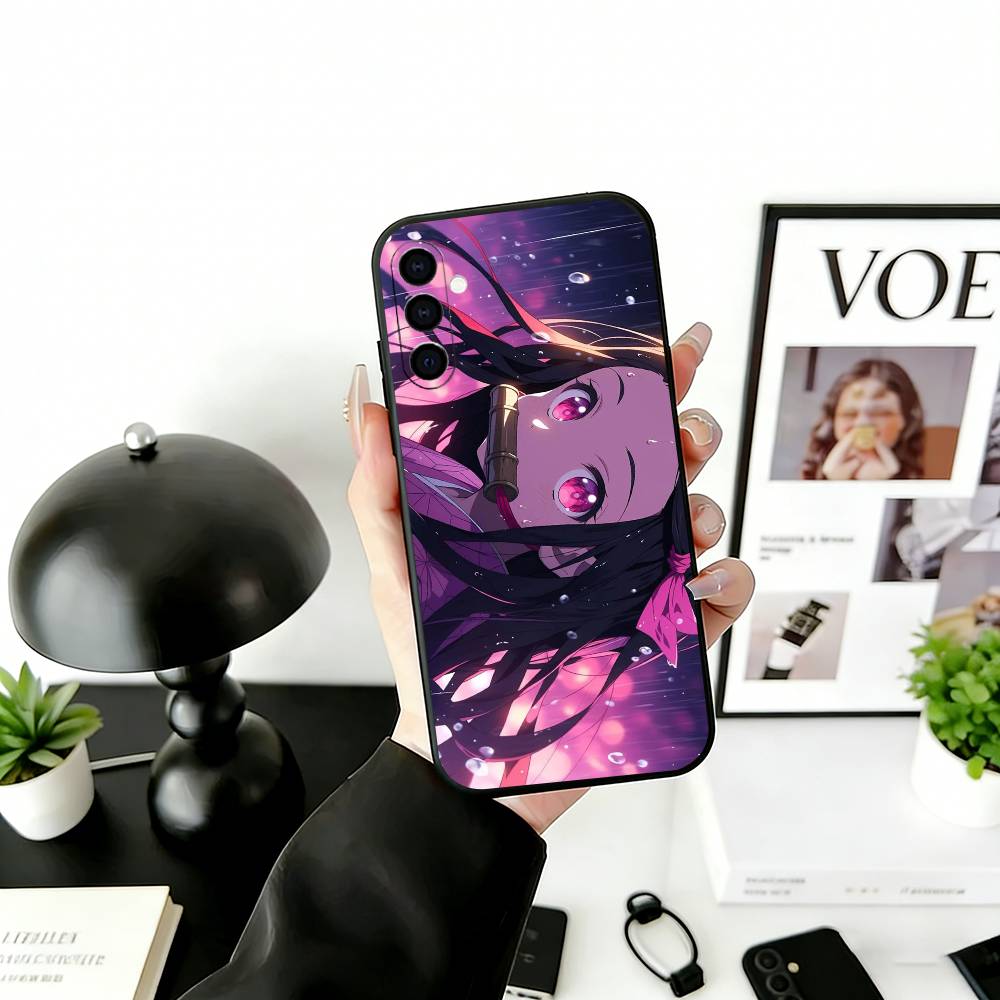 

D-Demon S-Slayer Kamado Nezuko Phone Case For Samsung Galaxy A73,A72,A71,A70,A53,A52,A51,Soft Silicone Black Cover Samsung a52