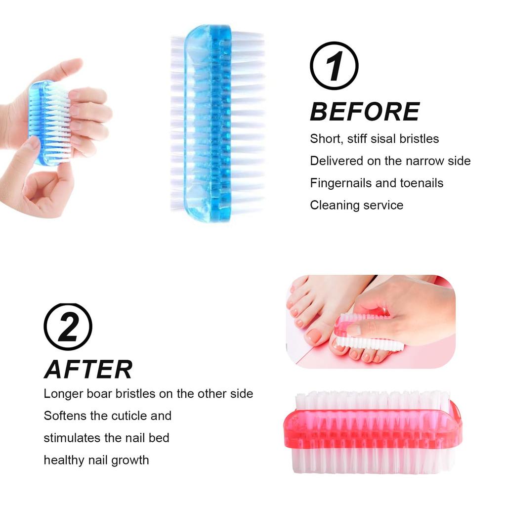 4pk Double-Sided Nail Brushes - Hand & Nail Cleaning Scrubbers (4 Colors)
