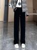 Women's High-Waisted Velvet Straight-Leg Pants - Fleece-Lined, Slimming, and Versatile for Autumn and Winter