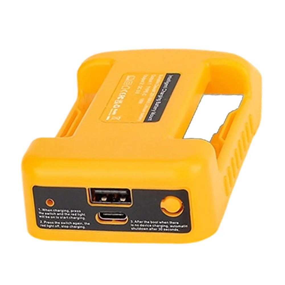 

Адаптер аккумулятора для Dewalt 18V, портативный, с портом Type-C и USB, преобразователь питания, ручные инструменты, аксессуары для электроинструментов жёлтый