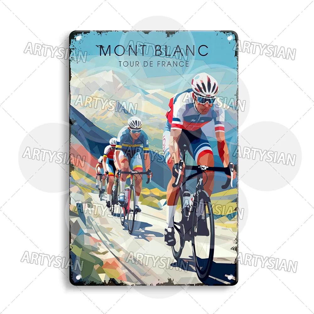Tour de France Cycling Metal Sign Alpe d’Huez Mont Ventoux Le Jura Auvergne Mont Blanc Champs-Élysées Col du Tourmalet NICE
