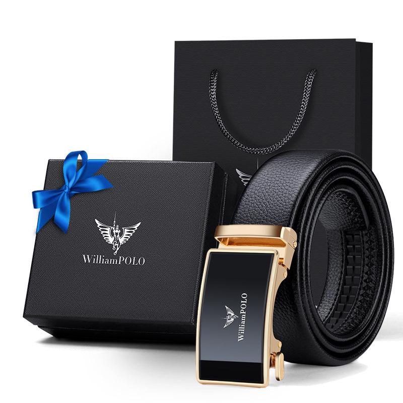 King Paul Herren High-End Echtleder Automatikschließe Gürtel