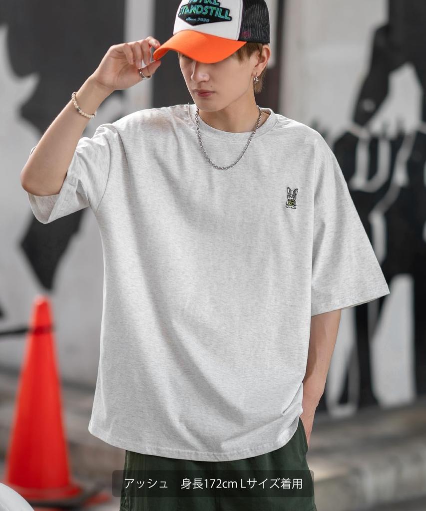 IMPROMES Casual SIDEWAYSTANCE Embroidered Downer Bulldog Short Sleeve T-Shirt, Men's, White