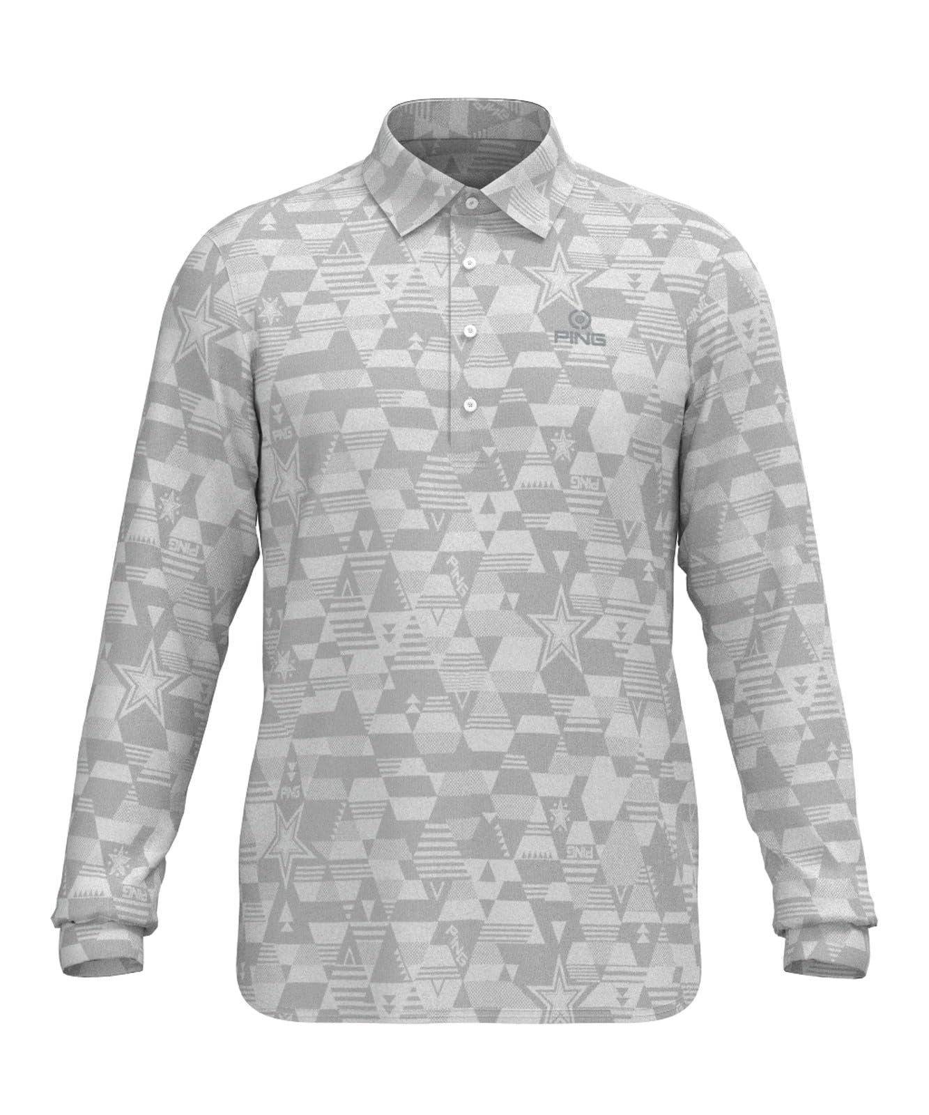 

Long Sleeve Polo Shirt Golf LL [Pin Apparel] Men s (Geometric Print) / / 621-3261001 030_White