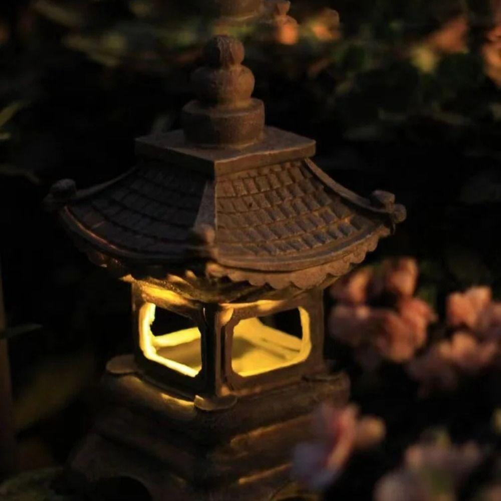 Exquisite Solar LED Pagoda Lantern Creative Solar Stone Tower Light Statue Light Courtyard