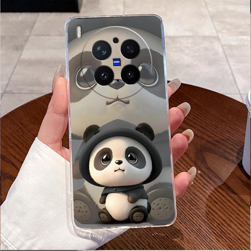 Green Fluffy Cartoon Rabbit Pattern Phone Case For Vivo X300 Pro Transparent TPU Soft Cover Shockproof Couple Protective Shell