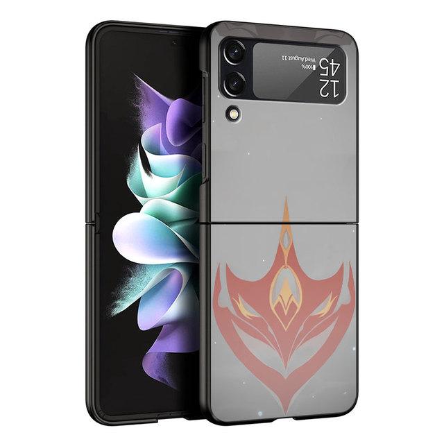 Schwarze Hüllen Hülle für Samsung Galaxy Zflip Z Flip 3 5g Z Flip 4 Zflip3 Flip4 Zflip4 Flip3 Genshin Impact Game Cover