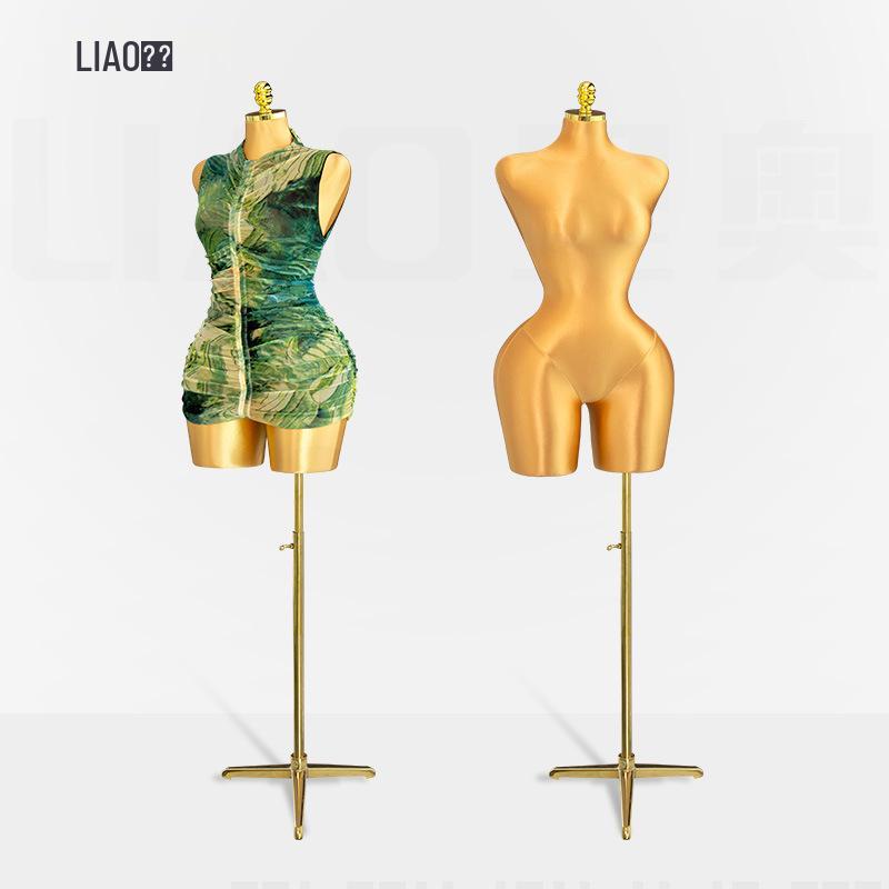 Plus-Size Fabric-Wrapped Mannequin: Women's Half-Body Display Stand, Pin-able for Clothing Store Window.