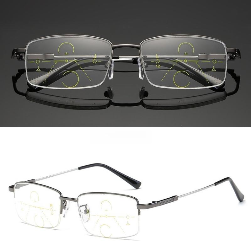 Anti Blue Light Blocking Ultralight Metal Titanium Memory Frame Progressive Multi Focus Designer Reading Glasses for Men Women