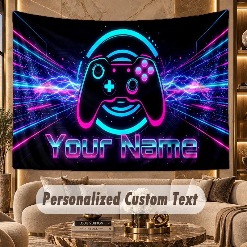 Neon Colorful (202) Theme Personalized Tapestry Custom Name Text Wall Hanging Tapestry Home Background Decoration