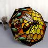 1pc Bee Honeycomb Automatic Folding Umbrella Compact Lightweight Travel Umbrella with 8-Rib Sturdy Frame, Windproof & Self031