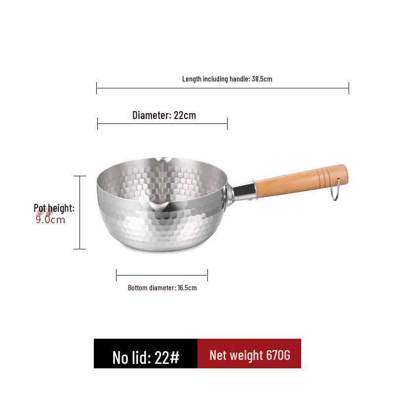 Stainless Steel Yukihira Pan: Non-Stick Milk, Soup & Noodle Pot with Wooden Handle for Baby Food & Breakfast