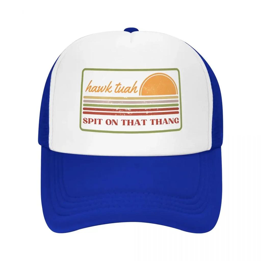 Unisex WoUnisex Hawk Tuah Sunset Orange Trucker Caps HipHop Mesh Baseball Caps Funny Dad Hat Sun Hats Adjustable Trucker Cap Spring