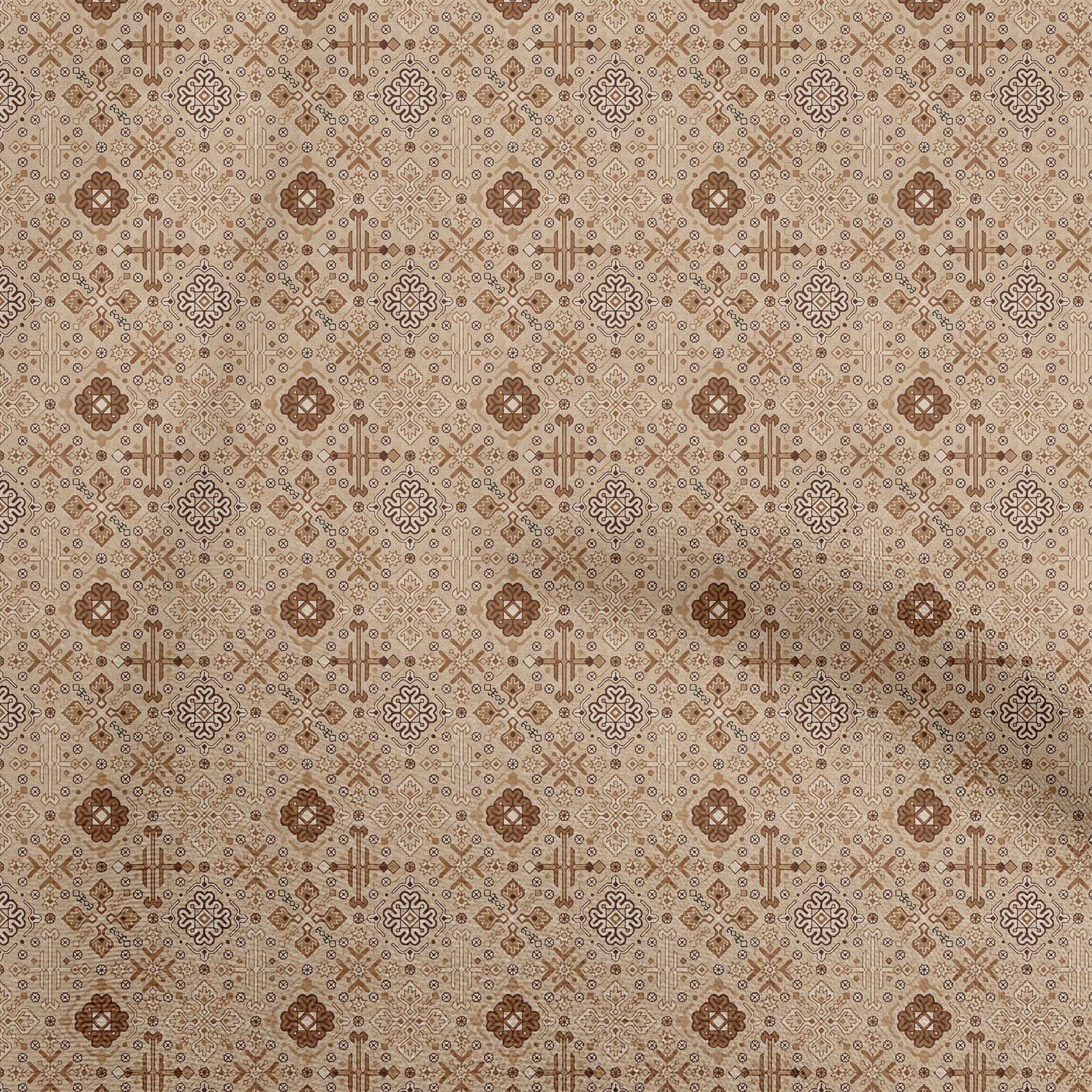 

OneOone Cotton Flex Brown Fabric Asian Kilim Швейні Ремісничі проекти Друк на тканині 40 дюймів 42 Inch Wide - Viscose Chiffon світло-коричневого кольору