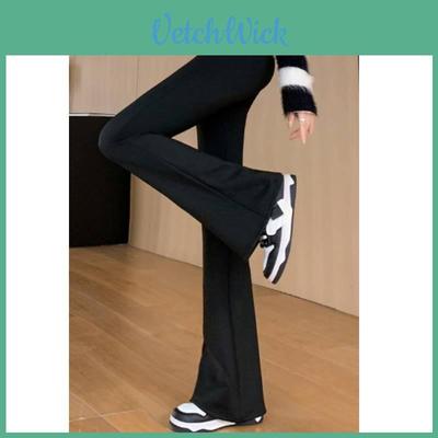 High Waist Flare Pants For Women With Polyester And Elastane For Casual Wear