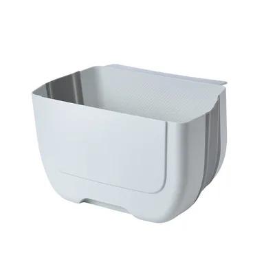 

Kitchen Foldable Trash Can Wall-mounted Household Plastic Hanging Debris Storage Bucket Multi-function Door Type белый
