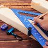 12 Inch Blue Aluminum Alloy Metric Imperial Scale Triangle Ruler Set with Stair Gauges Angle Square Durabled Woodworking Carpentry Tools Accessories
