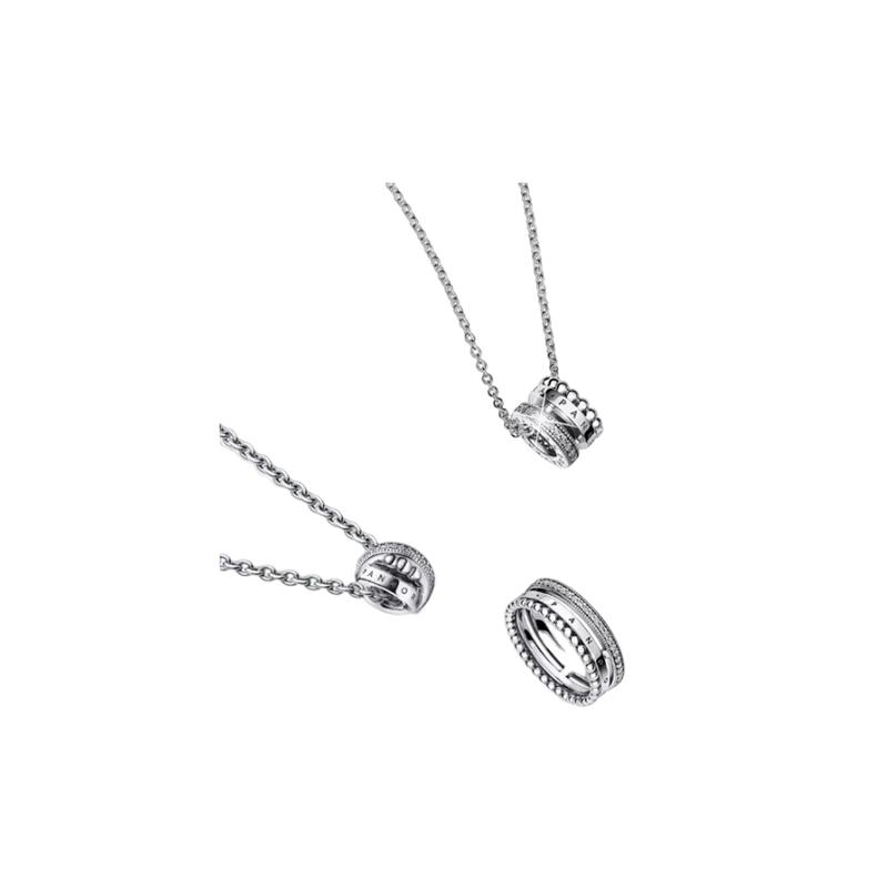 Pandora Pavé Pave Logo Three-in-One 925 Silver Pendant Women's Silver ZT2527