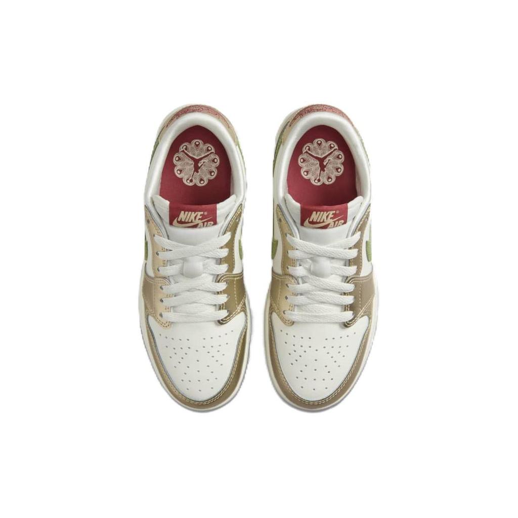 Air Jordan 1 Retro Low OG GS Année du Dragon Chaussures pour Enfants Or Voile Vert Pétrole FQ6593-100