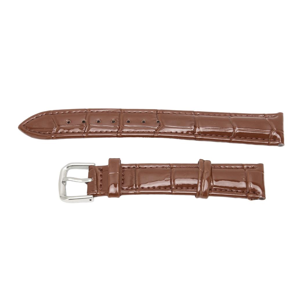 Watch Band PU Leather Alloy Pin Buckle Sweatproof Soft Breathable Replacement WatchbandBrown