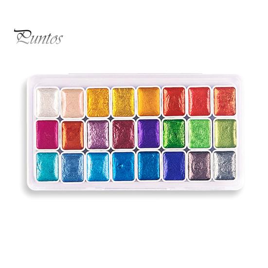 1 doboz 1 ml-es akvarell festék fémes csillogó akvarell pigment hordozható vibráló tömör festékdoboz művészeknek