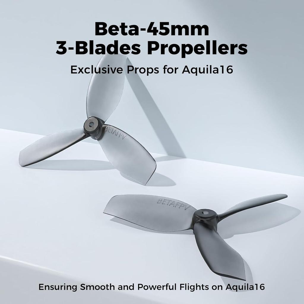 BETAFPV 16pcs 45mm 3-Blade Propeller with 1.5mm Shaft Hole Lightweight Compatible for 1102 Brushless Motor Like Aquila16 Brushless Quadcopter
