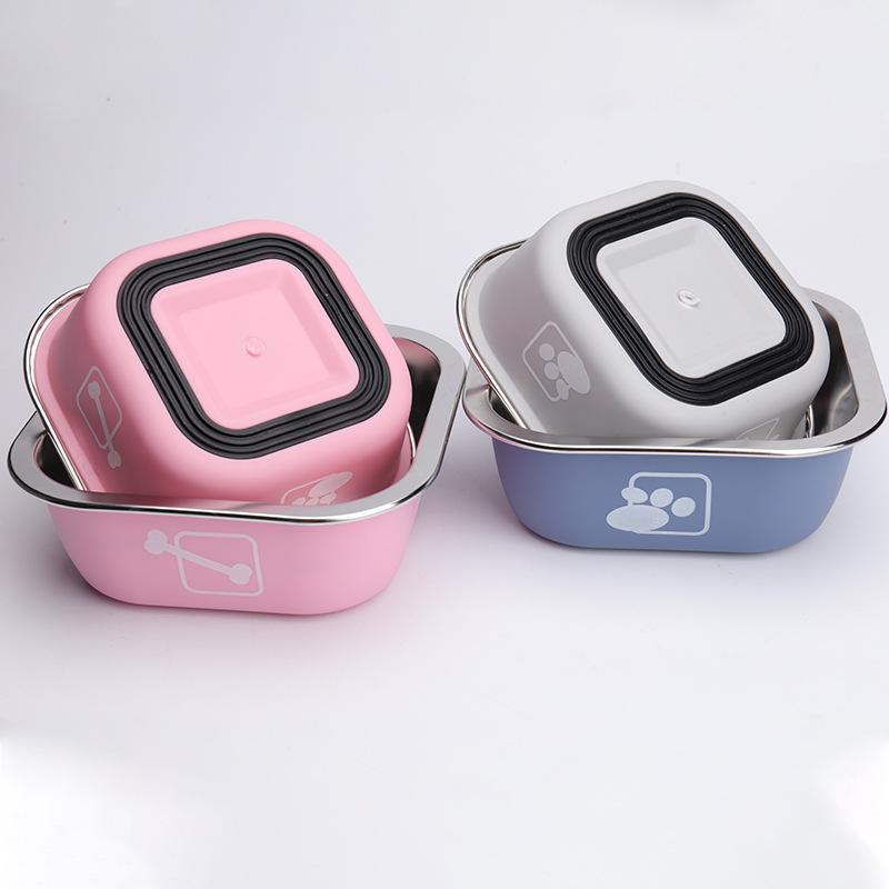 Dog Bowl Stainless Steel Cat Bowl Anti-tip Anti-slip Dog Rice Bowl Cat Drinking Water Pet Bowl Large-capacity Pet Feeder