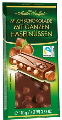 Maitre Truffout Milk Chocolate with Whole Hazelnuts 100 G