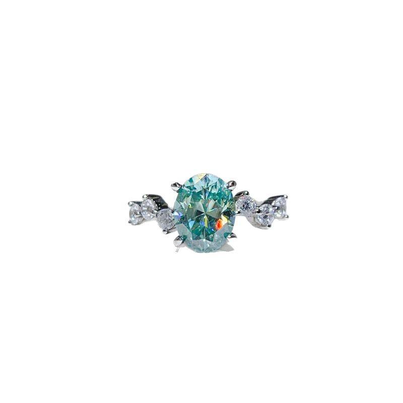 Neon Glow Paraiba Green Diamond Ring For Women 2ct Moissanite PT950 Platinum | Neon blue-green, stunning fire